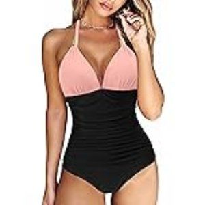 Women's V-Neck One Piece Swimsuit in Size Small